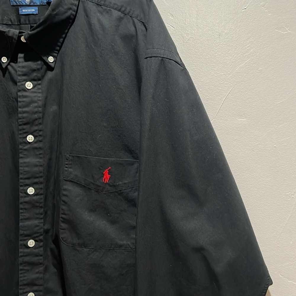 Ralph Lauren Black Long Sleeve Button Polo Red Horse Size 3X Big